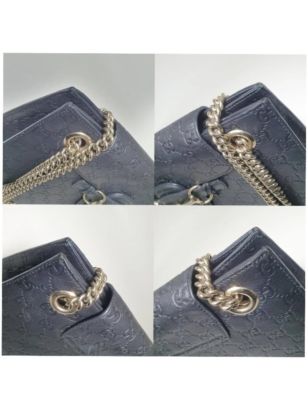 Authentic Gucci Guccissima Leather Horsebit Chain Tote Black - Picture 5 of 12